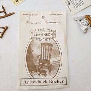 Chrysnbon Miniature Dollhouse 1:12 Arrowback Brown Rocking Chair and Stool Kit